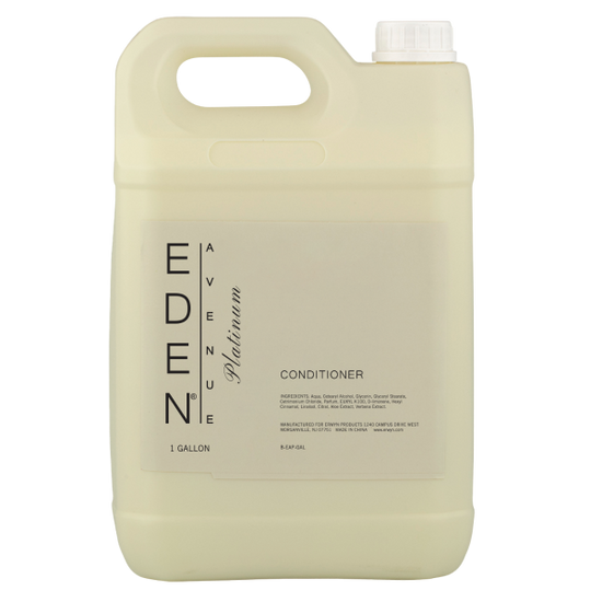 Image of the EDEN AVENUE PLATINUM 1 Gallon Conditioner, featuring a stylish bulk container ideal for hospitality use, offering premium hair care solutions.