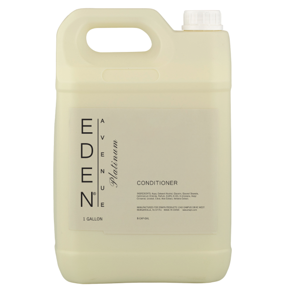 Image of the EDEN AVENUE PLATINUM 1 Gallon Conditioner, featuring a stylish bulk container ideal for hospitality use, offering premium hair care solutions.