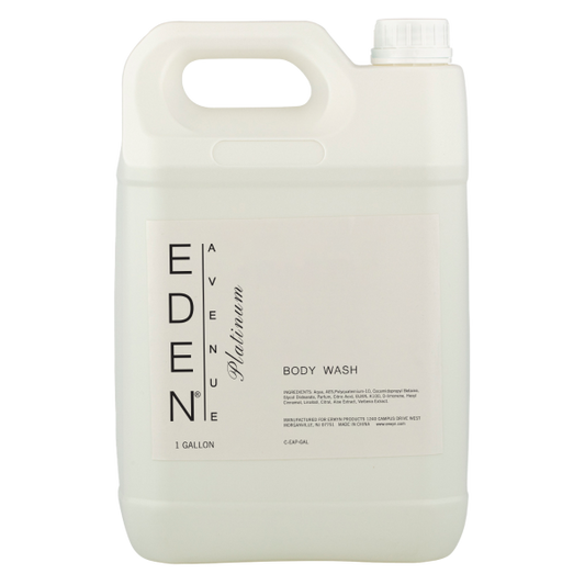 Image of the EDEN AVENUE PLATINUM 1 Gallon Body Wash, featuring a sleek container designed for high-quality hospitality and bulk use.