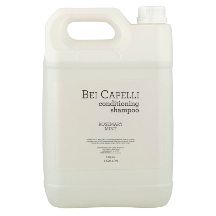 BEI CAPELLI Monogram 1 Gallon Conditioning Shampoo bottle with a professional design, offering hotels a bulk solution for high-quality, moisturizing hair care in guestrooms and spa areas.